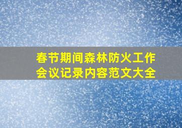 春节期间森林防火工作会议记录内容范文大全