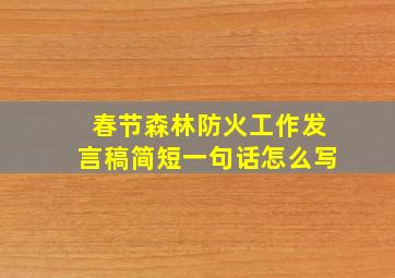 春节森林防火工作发言稿简短一句话怎么写