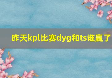 昨天kpl比赛dyg和ts谁赢了