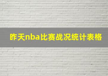 昨天nba比赛战况统计表格