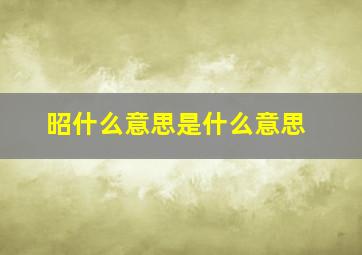 昭什么意思是什么意思