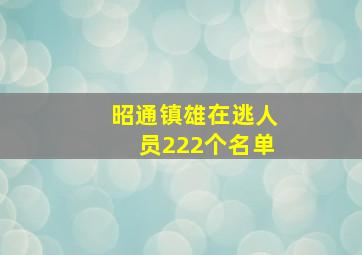 昭通镇雄在逃人员222个名单