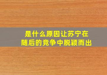 是什么原因让苏宁在随后的竞争中脱颖而出