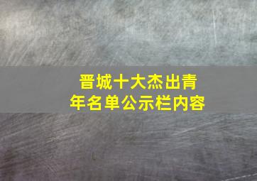 晋城十大杰出青年名单公示栏内容