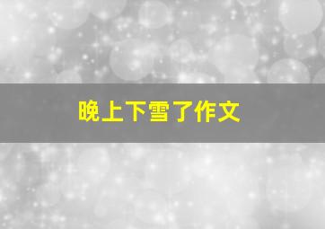 晚上下雪了作文