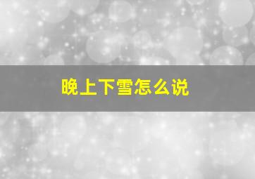 晚上下雪怎么说