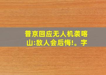 普京回应无人机袭喀山:敌人会后悔!。字