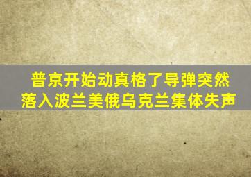 普京开始动真格了导弹突然落入波兰美俄乌克兰集体失声