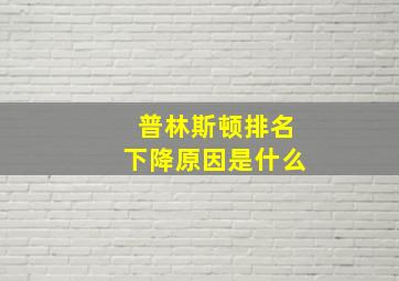 普林斯顿排名下降原因是什么