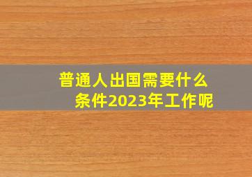 普通人出国需要什么条件2023年工作呢