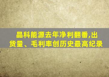 晶科能源去年净利翻番,出货量、毛利率创历史最高纪录