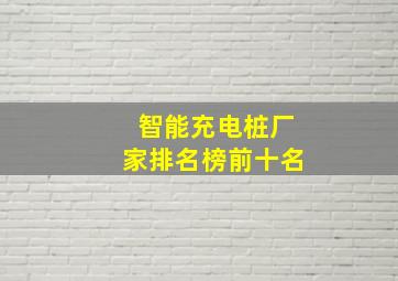 智能充电桩厂家排名榜前十名