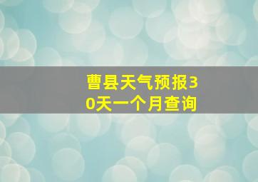 曹县天气预报30天一个月查询