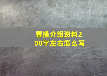 曹操介绍资料200字左右怎么写