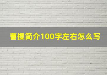 曹操简介100字左右怎么写