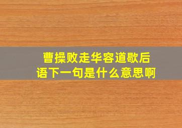 曹操败走华容道歇后语下一句是什么意思啊