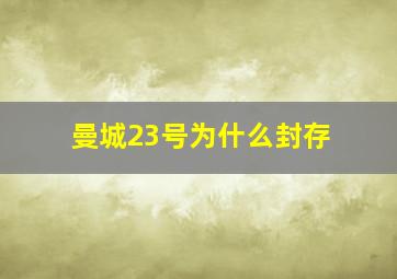 曼城23号为什么封存