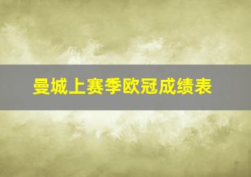 曼城上赛季欧冠成绩表