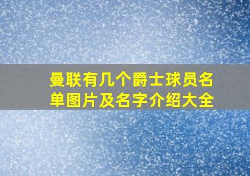 曼联有几个爵士球员名单图片及名字介绍大全