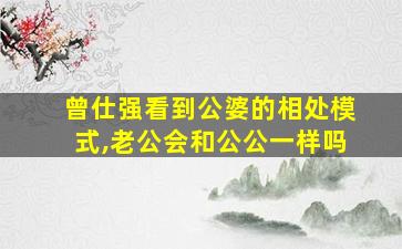 曾仕强看到公婆的相处模式,老公会和公公一样吗