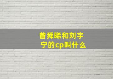 曾舜晞和刘宇宁的cp叫什么