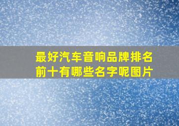 最好汽车音响品牌排名前十有哪些名字呢图片