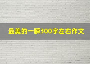 最美的一瞬300字左右作文