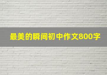 最美的瞬间初中作文800字