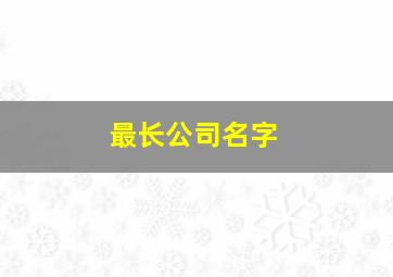 最长公司名字