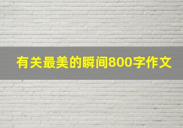 有关最美的瞬间800字作文