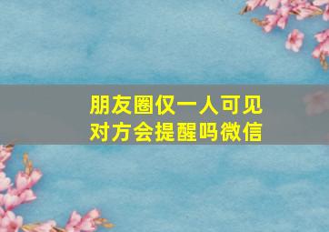 朋友圈仅一人可见对方会提醒吗微信