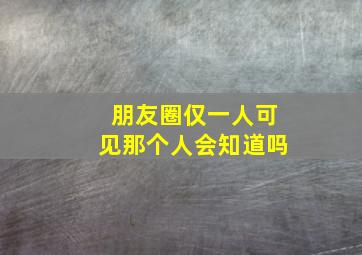 朋友圈仅一人可见那个人会知道吗