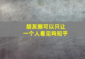 朋友圈可以只让一个人看见吗知乎