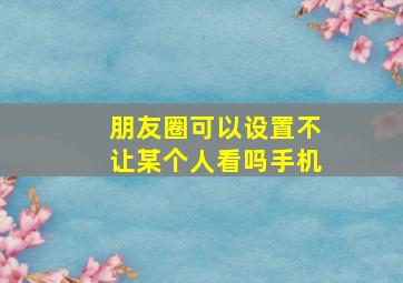 朋友圈可以设置不让某个人看吗手机