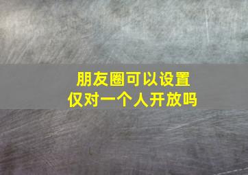 朋友圈可以设置仅对一个人开放吗