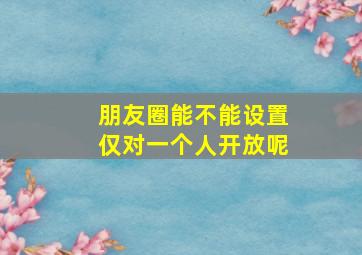 朋友圈能不能设置仅对一个人开放呢