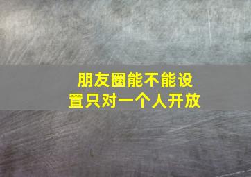 朋友圈能不能设置只对一个人开放