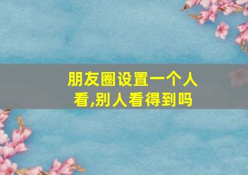 朋友圈设置一个人看,别人看得到吗