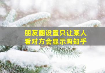 朋友圈设置只让某人看对方会显示吗知乎