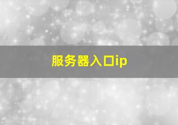 服务器入口ip