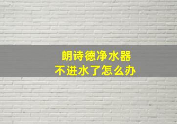 朗诗德净水器不进水了怎么办