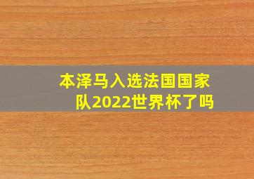 本泽马入选法国国家队2022世界杯了吗