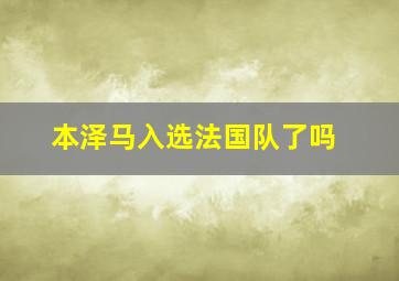 本泽马入选法国队了吗