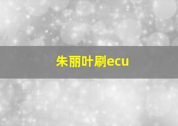 朱丽叶刷ecu