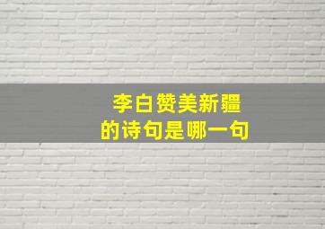 李白赞美新疆的诗句是哪一句