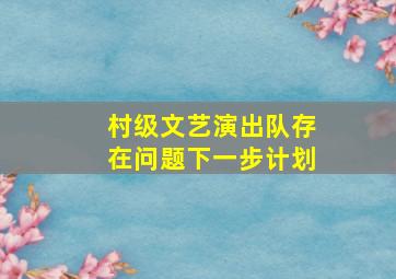 村级文艺演出队存在问题下一步计划