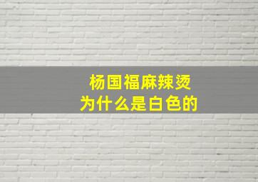 杨国福麻辣烫为什么是白色的