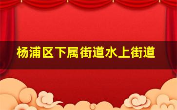 杨浦区下属街道水上街道