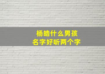 杨皓什么男孩名字好听两个字