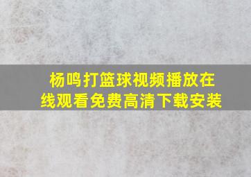 杨鸣打篮球视频播放在线观看免费高清下载安装